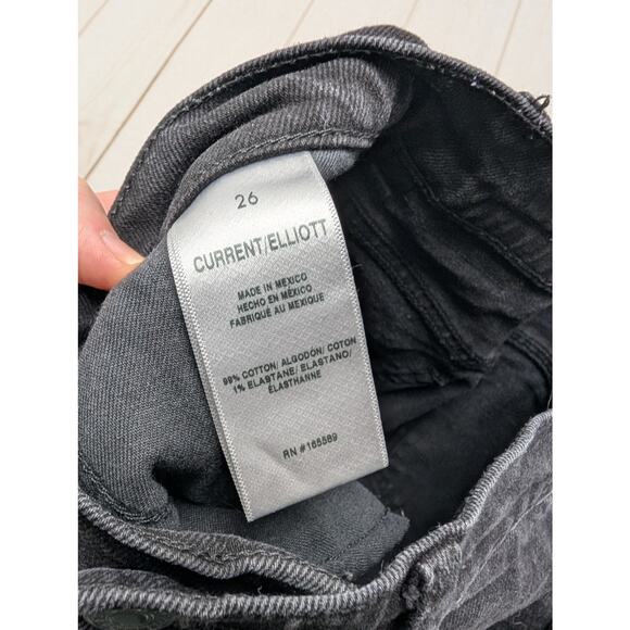 Current/Elliot black onyx boyfriend jeans ripped knees straight - Picture 7 of 10